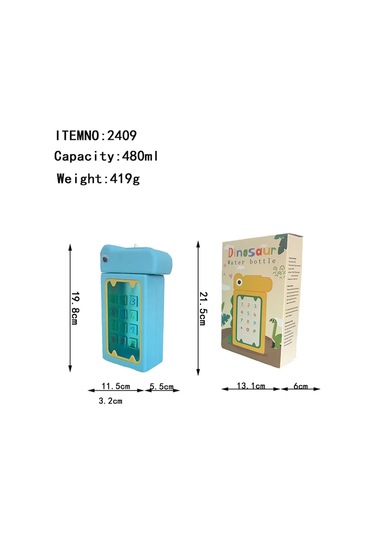 Dinozor Tasarımlı Suluk 480 Ml Bpa Içermez Suluk Çocuk Okul Su Şişesi Taşınabilir Matara - Sarı Sarı