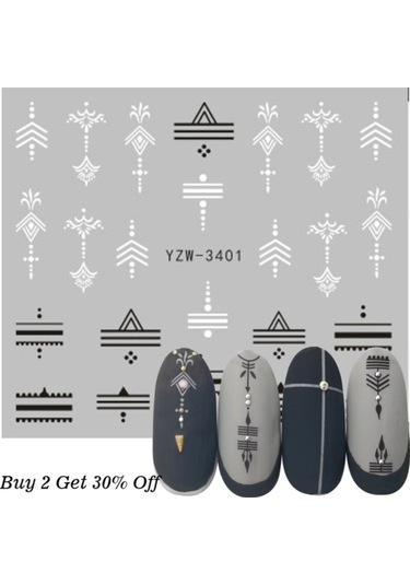 Geometrik Hat Tırnak Vinil Sticker Düz Çizgiler Çoklu Dövme Süsleme Figürleri 6x5.5cm