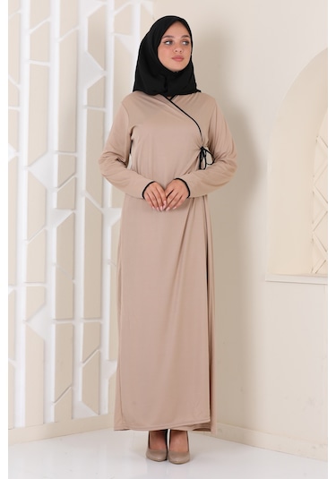 Aslınur Namaz Elbise Baglamalı Bej