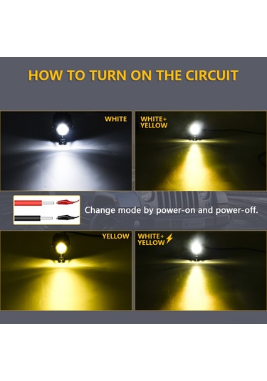 Yaozixa Motorsiklet Spot Lambası Çift Seti 60w 9-80v Zes-3570 Led 4 Işık Modu Beyaz/sarı/karışık/flash 200m Menzil Siyah