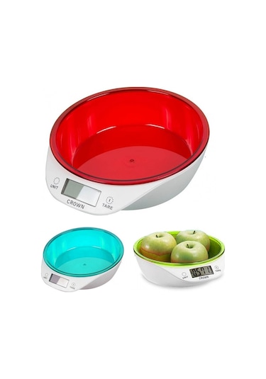 Mutfak Tartısı Dijital Lcd Ekranlı Hazneli Mutfak Terazisi 5kg Çok Renkli