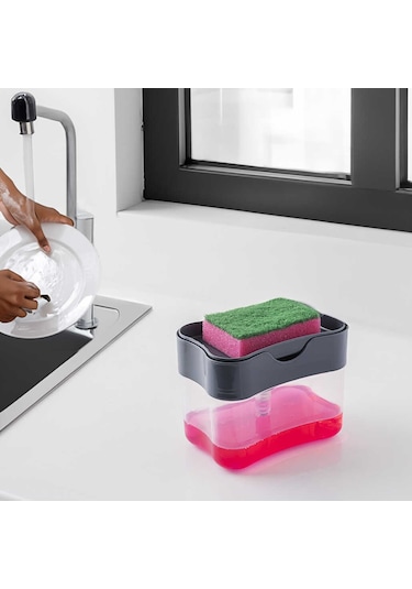 Porsima ORG-98 Deterjan Hazneli Pompalı Süngermatik Sıvı Sabunluk Antrasit