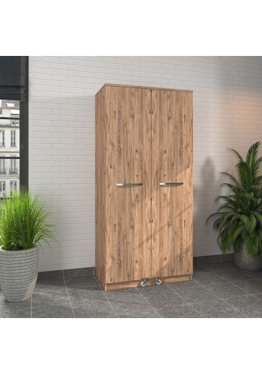 165 Derece Açılabilir 2 Kapaklı, 3 Çekmeceli, Kavanoz Raflı Kiler Ve Erzak Mutfak Dolabı Atlantik Çam