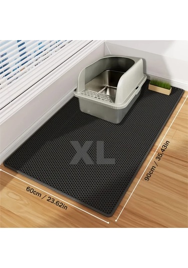 Honeybeeshop Su Geçirmez Kedi Altlığı Black Xl 35 43x23 62 İnç Yıkanabilir Kokuya Dayanıklı Dev Boy Çift Katman Kedi Kumu Matı