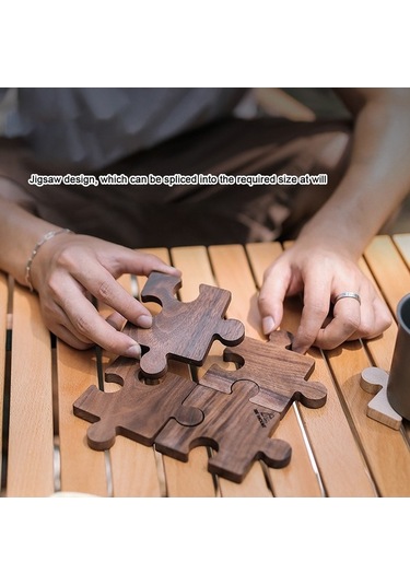 Ebitda Ahşap Kupa Altlığı Kayın Ceviz, Isı Yalıtım Kupa Matı Yapboz Şekli, Çok Renkli Çok Renkli