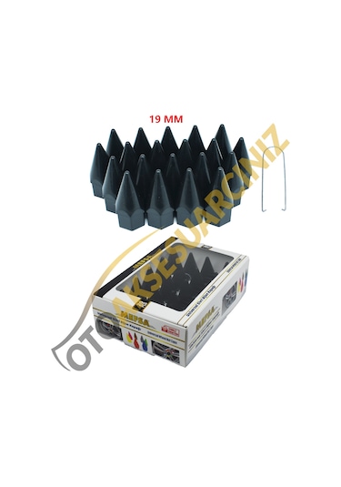A Kalite Mefsa Bijon Kapağı Sivri 19 Mm Siyah 20 Li Set