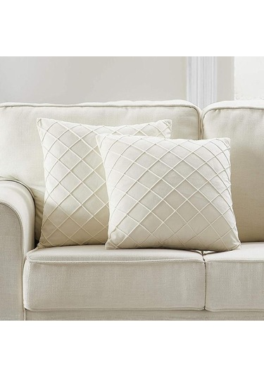 Fildişi Yenı Kadife Kareli Yastık Kılıfı 40cm/45cm/50cm/55cm/60cm 40 40 Cm