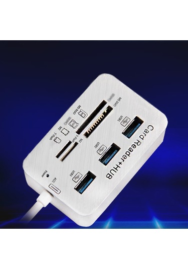 Yaozixa 3 Port Usb 3.0 Hub İle Ms/m2/tf Kart Okuyucu, 7 Slot Çok Fonksiyonlu Usb 3.1 Adaptörü, Taşınabilir Abs+alüminyum Kablo 200mm