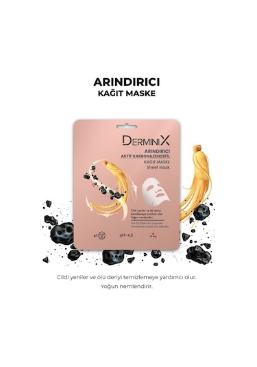 Derminix Aktif Karbon & Zencefil Arındırıcı Kağıt Yüz Maskesi