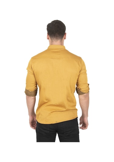 Deepsea Erkek Hardal Sarısı Çıt Çıt Düğmeli Kot Gömlek 2300412 Hardal