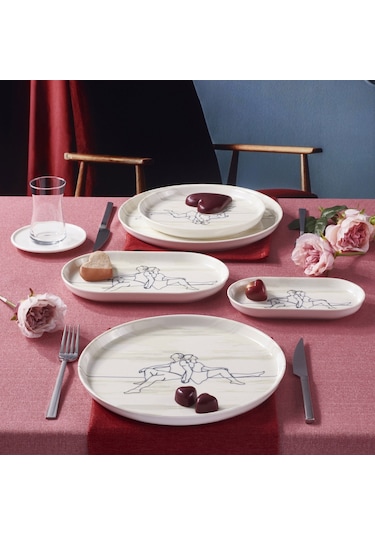 Güral Love 25422 11 Parça 2 Kişilik Bone Kahvaltı Takımı Beyaz