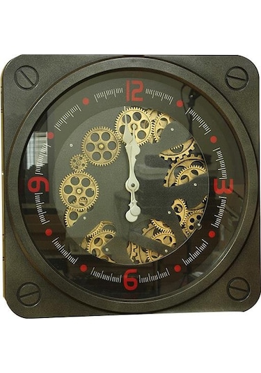 Kenpazar Saat Çarklı Kare Duvar Saati Dekoratif Ev Ofis Hediyelik çok Renkli