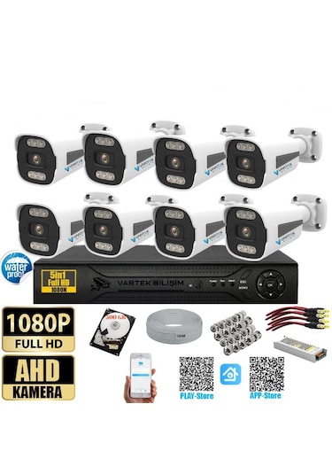 5 Mp 8 Kameralı Tak Çalıştır Hazır Kamera Seti 500 Gb Hdd