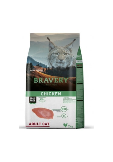 Bravery Tahılsız Tavuklu Yetişkin Kedi Maması 2 KG