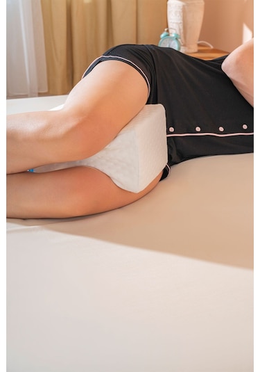 Visco H Model Diz Arası Ortopedik Yastık Bacak Arası Yastık Visco Yastık 25 19 14cm Beyaz