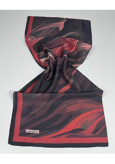 Cardion Pamuk İpek Şal - 70 X 180 - 06302 Siyah - Kırmızı