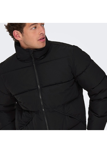 Only&sons Pack Life Puffer Erkek Siyah Dik Yaka Mont Siyah