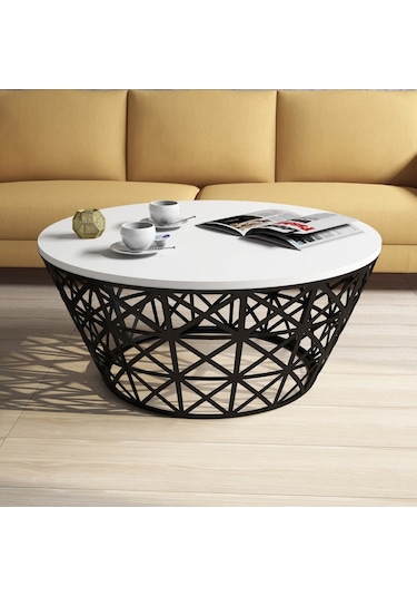 Stil Metal Ferforje Orta Sehpa - Beyaz