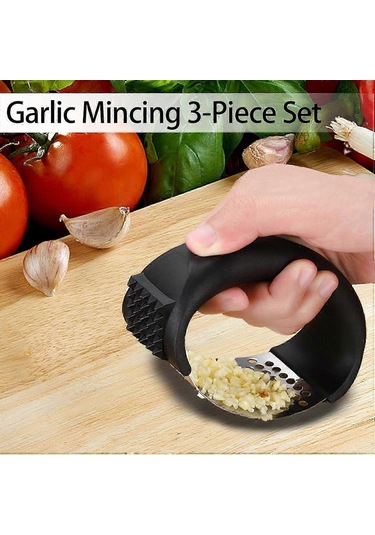 Sarımsak Ezici Salıncak Seti 3 Parça Paslanmaz Çelik Sarımsak Kıy Çok Renkli