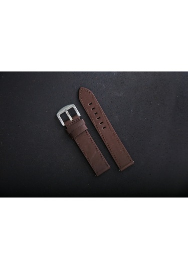 Hakiki Deri 20mm Akıllı Pimli Saat Kordonu Kahverengi