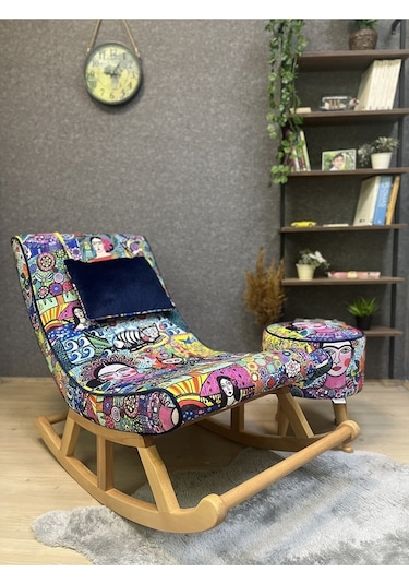 Asedia Miskin Naturel Diego24 Ahşap Ayak Uzatma Pufu Makyaj Koltuğu Bench Tabure