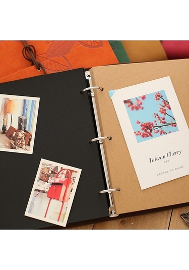 Tongxida Pu Deri Antik Kraft Kağıt Albümler Bordo, Vintage Fotoğraf Defteri