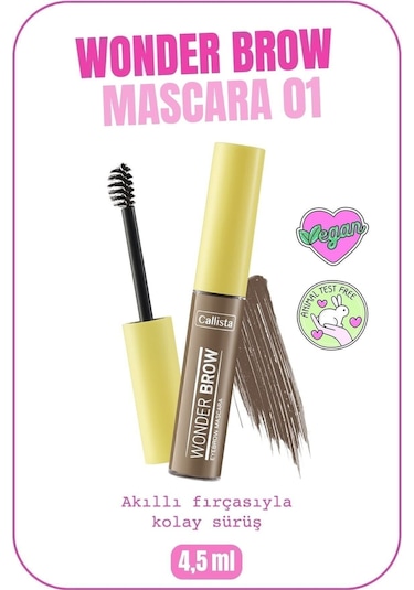 Callista Wonder Brow Eyebrow Mascara Kaş Maskarası - 01 Light Brown - Açık Kahverengi