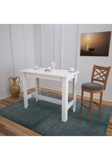 Pasifichome Barra Beyaz Bar Masası & Mutfak Masası / Yüksek Yemek Masası