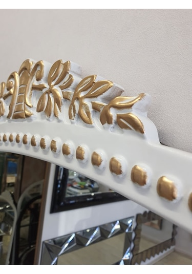 Ayna Denizi Lady White Gold Model Beyaz Altın Renk Dekoratif Ayna Altın - Beyaz