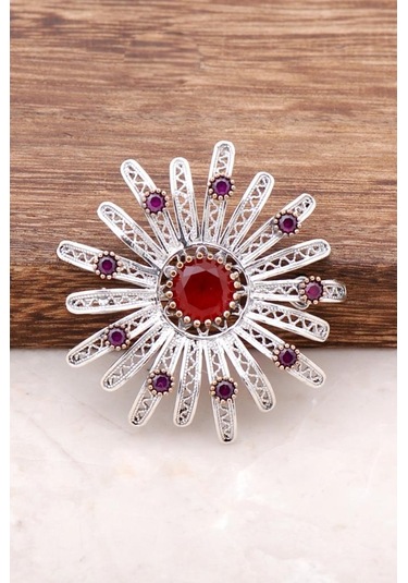 Güneşin Tılsımı Telkari İşlemeli Gümüş Tasarım Broş 296