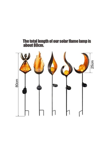 Besthome1 Güneş Enerjili Demir Alev Feneri - Toprak Takılabilir Bahçe Işıkları