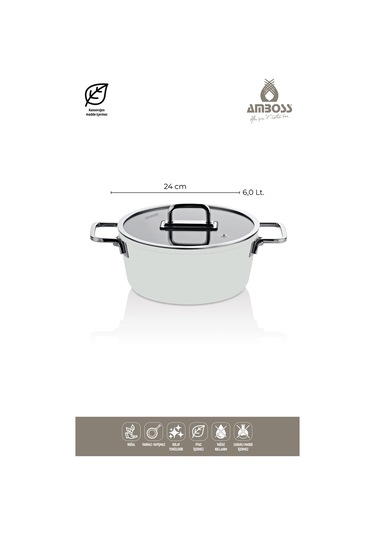 Amboss Sera Nova 7 Parça Seramik Tencere Tava Seti Beyaz