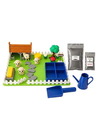 Kutpia Mini Bahçe Çocuk Oyun Ve Eğitim Seti 25x19cm - Sevimli Koyunlar Mavi