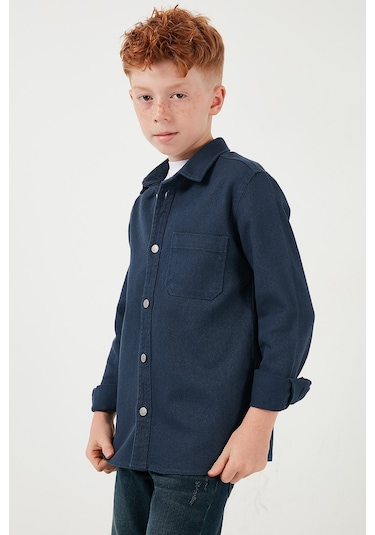 Lela Pamuklu Tek Cepli Düz Yaka Erkek Çocuk Gömlek Cf24W129140G Lacivert
