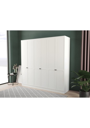 Irmak 6 Kapaklı Eko Gardırop - Mdf Kapak Beyaz