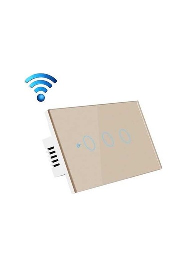 Pazly Tc120 Wifi Akıllı Işık Anahtarı - Cam Dokunmatik Panel - Sesle Kontrol - Alexa & Google Home Destekli - Altın