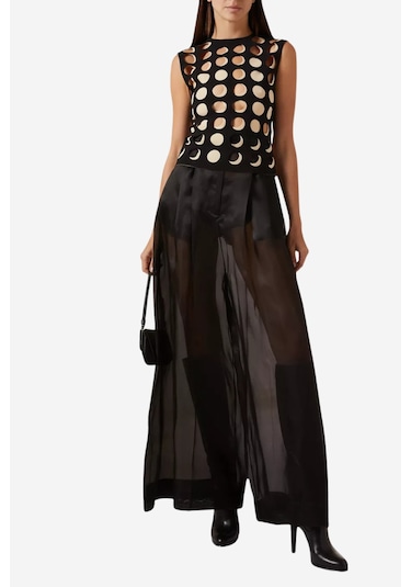 A.w.a.k.e. Mode Organza Sheer Geniş Paça Pantolon Siyah