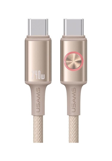 Usams Sj751 240w Tip-c'den Tip-c'ye Renkli Işıklı Alüminyum Alaşımlı Veri Kablosu, Uzunluk: 1,2m