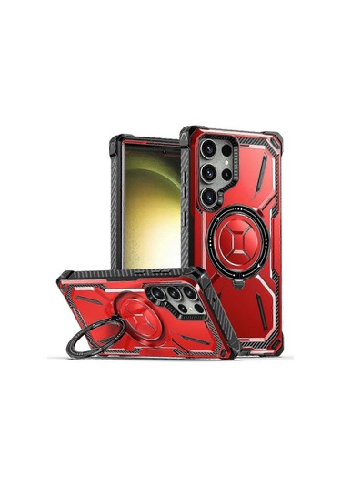Galaxy S23 Ultra İçin Ağır Hizmet Tipi Manyetik Kılıf, Çizilmeye Dayanıklı Galaxy S23 Kırmızı Çok Renkli