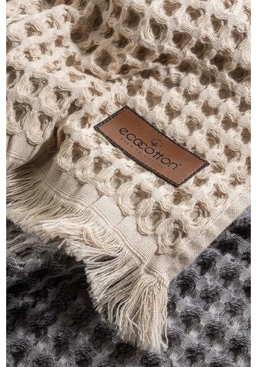 Ecocotton Seren Bej/antrasit %100 Organik Pamuk 4 Parça Havlu Seti Bej