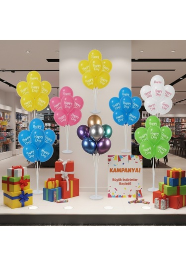 Runaway Balon Standı 75 Cm Masa Ve Vitrin Dekor Çok Renkli