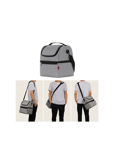 Moveevo Siyah İki Bölmeli Soğutucu Çanta - Yemek Ve İçecek Ayırma, Outdoor Piknik Kamp İçin Isı Yalıtımlı Omuz Çantası Siyah