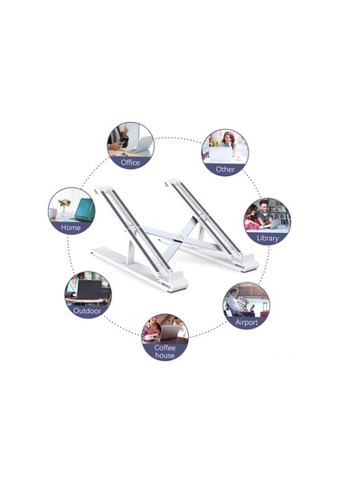 Kangvka Alüminyum Klaptop/tablet Tutucu, Ergonomik Yükseklik Ayarı, Isı Dağıtımı, 8-17.3 İnç Uyumlu, Taşınabilir Katlanabilir, Anti-skayma Gümüş