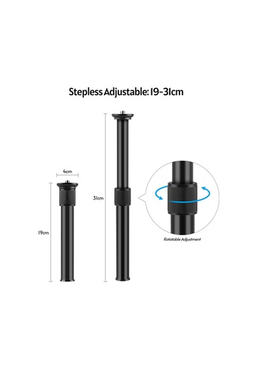 Kangvka Alüminyum Çelik Uzatılabilir Mekanizma Çubuğu 19-31cm - 1/4" Ve 3/8" Bağlantı Noktaları İle 1 Adet Adaptör