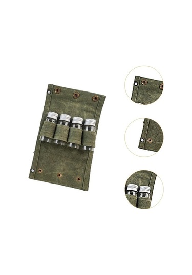 Pazly Kamp Baharat Kutusu Seti - Cam Kavanozlar, Koyu Yeşil Renk Koyu Yeşil