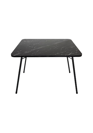 Bofigo Çam Desenli Katlanır Masa 60 x 80 CM - Siyah Ahşap