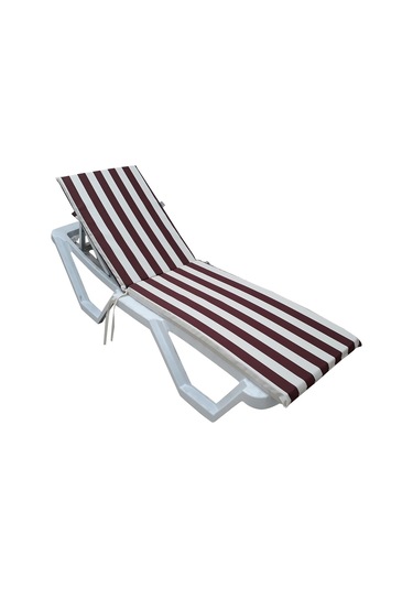 Mirzade Standart Fermuarlı Şezlong Minderi Su Geçirmez Kumaş-bordo Krem