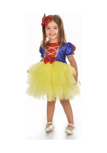 Pamuk Prenses Pul Payet Tütülü Kız Çocuk Parti Elbisesi