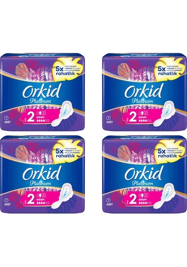 Orkid Platinum Hijyenik Ped Uzun 7'li X 4 Adet