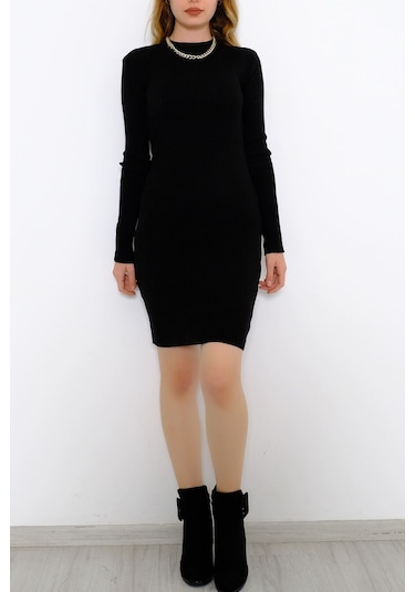 Bensu Store - Bisiklet Yaka Triko Elbise Siyah - 571.1612. 001